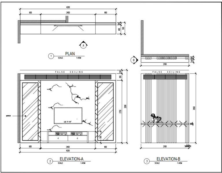 Living Room Elevation Design Detail Drawing Presented 9559